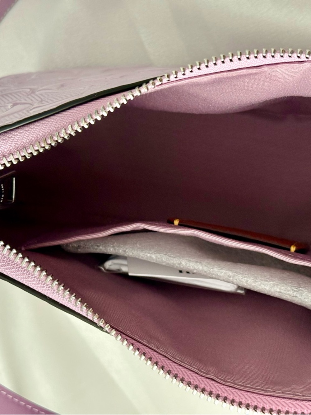 Coach Lilac Signature Embossed Crossbody Bag - Picture 9 of 11